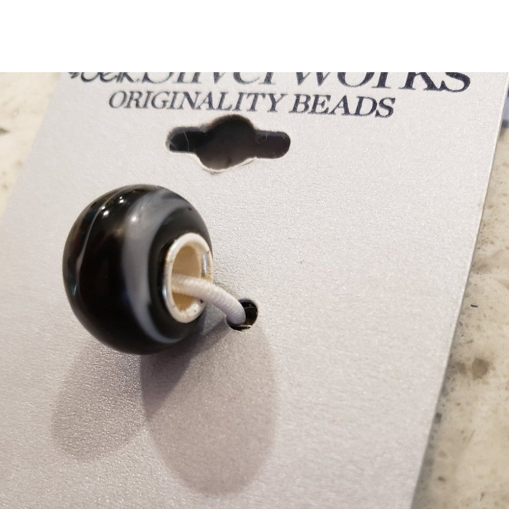 Nwt Silver Works Black Charm Bead